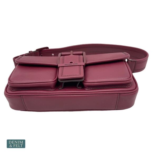 NEW Michael Kors Colby Medium Leather Shoulder Bag Mulberry Buckle Flap Purse - Picture 10 of 13